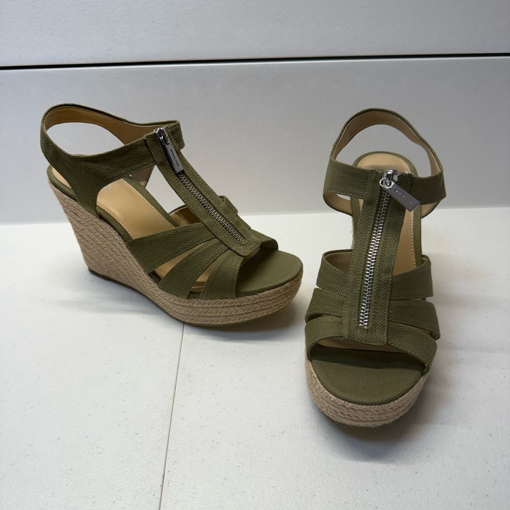 Coastal Chic Michael Kors Berkley Rope Wedge Sandals Natural Fiber Platform BOHO
